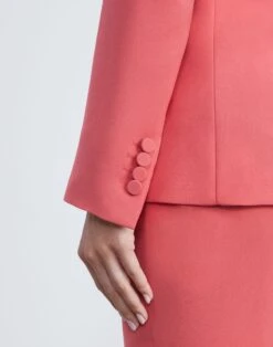 Finesse Crepe Cutaway Blazer -Chic Daily Fashion mjcr1h 6147 vibrant coral detail2