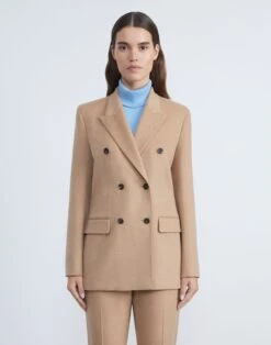Camel Hair Double-Breasted Trinity Blazer -Chic Daily Fashion mjcr9h 1d39 camel
