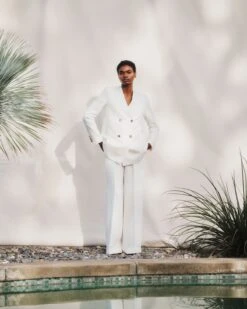 Structured Linen Twill Collarless Blazer -Chic Daily Fashion mjct7h 1w60 white elevated