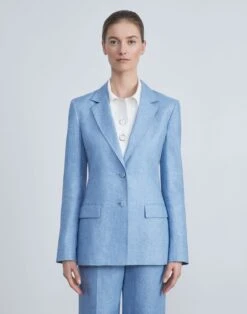 Linen Twill Mélange Blazer -Chic Daily Fashion mjcv9h 1x35 coastal blue melange