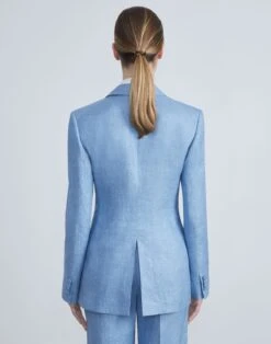 Linen Twill Mélange Blazer -Chic Daily Fashion mjcv9h 1x35 coastal blue melange back