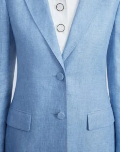 Linen Twill Mélange Blazer -Chic Daily Fashion mjcv9h 1x35 coastal blue melange detail