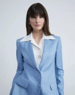 Linen Twill Mélange Blazer -Chic Daily Fashion mjcv9h 1x35 coastal blue melange elevated