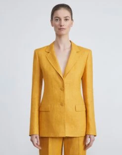 Linen Twill Mélange Blazer -Chic Daily Fashion mjcv9h 1x35 golden medallion melange