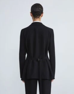 Finesse Crepe Belted Blazer -Chic Daily Fashion mjcw2h 6147 black back