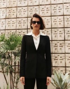 Finesse Crepe Belted Blazer -Chic Daily Fashion mjcw2h 6147 black elevated