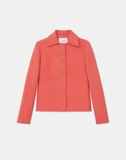 Wool-Silk Crepe Collared Jacket