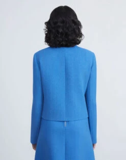 Responsible Wool Nouveau Crepe Collarless Jacket -Chic Daily Fashion mjcw5v 8036 sonic blue back