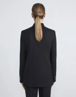 Stretch Virgin Wool Single Button Blazer 13 Stretch Virgin Wool Single Button Blazer -Chic Daily Fashion mjcx1h 1p40 black back