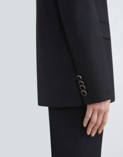 Stretch Virgin Wool Single Button Blazer 14 Stretch Virgin Wool Single Button Blazer -Chic Daily Fashion mjcx1h 1p40 black detail