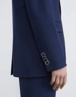 Stretch Virgin Wool Single Button Blazer 20 Stretch Virgin Wool Single Button Blazer -Chic Daily Fashion mjcx1h 1p40 midnight blue detail