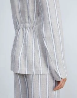 French Stripe Linen Blazer -Chic Daily Fashion mjcy2r 1y03 sandstone multi detail