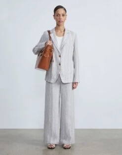 French Stripe Linen Blazer -Chic Daily Fashion mjcy2r 1y03 sandstone multi full