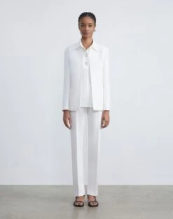 Wool-Silk Crepe Barrow Pant -Chic Daily Fashion mp703r 1u35 cloud full