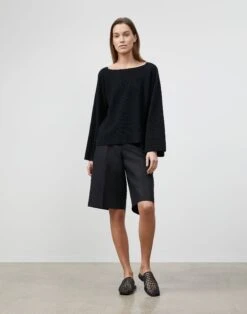 Silk-Linen Ryerson Bermuda Short 26 Silk-Linen Ryerson Bermuda Short -Chic Daily Fashion mpb52r 1g63 black full