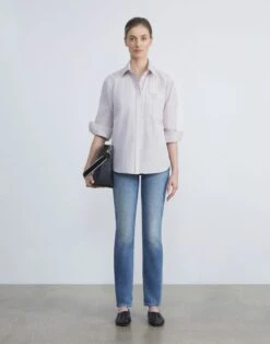 L148 Denim Reeve Straight Jean -Chic Daily Fashion mpc23w 1m79 faded skyline full