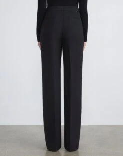 Wool-Silk Crepe Gates Pant -Chic Daily Fashion mpc77r 1u35 black back