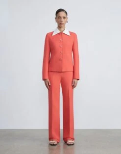 Wool-Silk Crepe Gates Pant -Chic Daily Fashion mpc77r 1u35 stamped poppy full