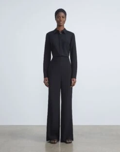 Silk Crepe De Chine Dalton Pant -Chic Daily Fashion mpc88r 5553 black full