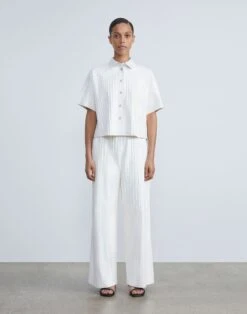 Featherweight Lambskin Plissé Riverside Pant -Chic Daily Fashion mpd11r l092 cloud full