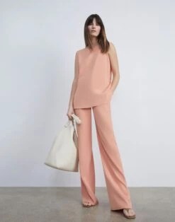 Organic Silk Stretch Crepe De Chine Sullivan Pant -Chic Daily Fashion mpd15v 5553 coral haze elevated