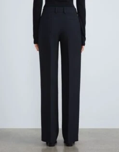 Wool-Silk Crepe Sullivan Pant -Chic Daily Fashion mpd32v 1u35 black back