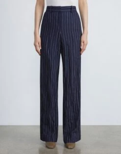 Utility Stripe Viscose-Cotton Sullivan Pant 9 Utility Stripe Viscose-Cotton Sullivan Pant -Chic Daily Fashion mpd32v 1x78 midnight blue multi