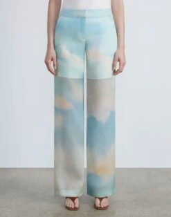 Sky Scene Print Silk Organza Sullivan Pant 9 Sky Scene Print Silk Organza Sullivan Pant -Chic Daily Fashion mpd32v 1x90 liberty green multi