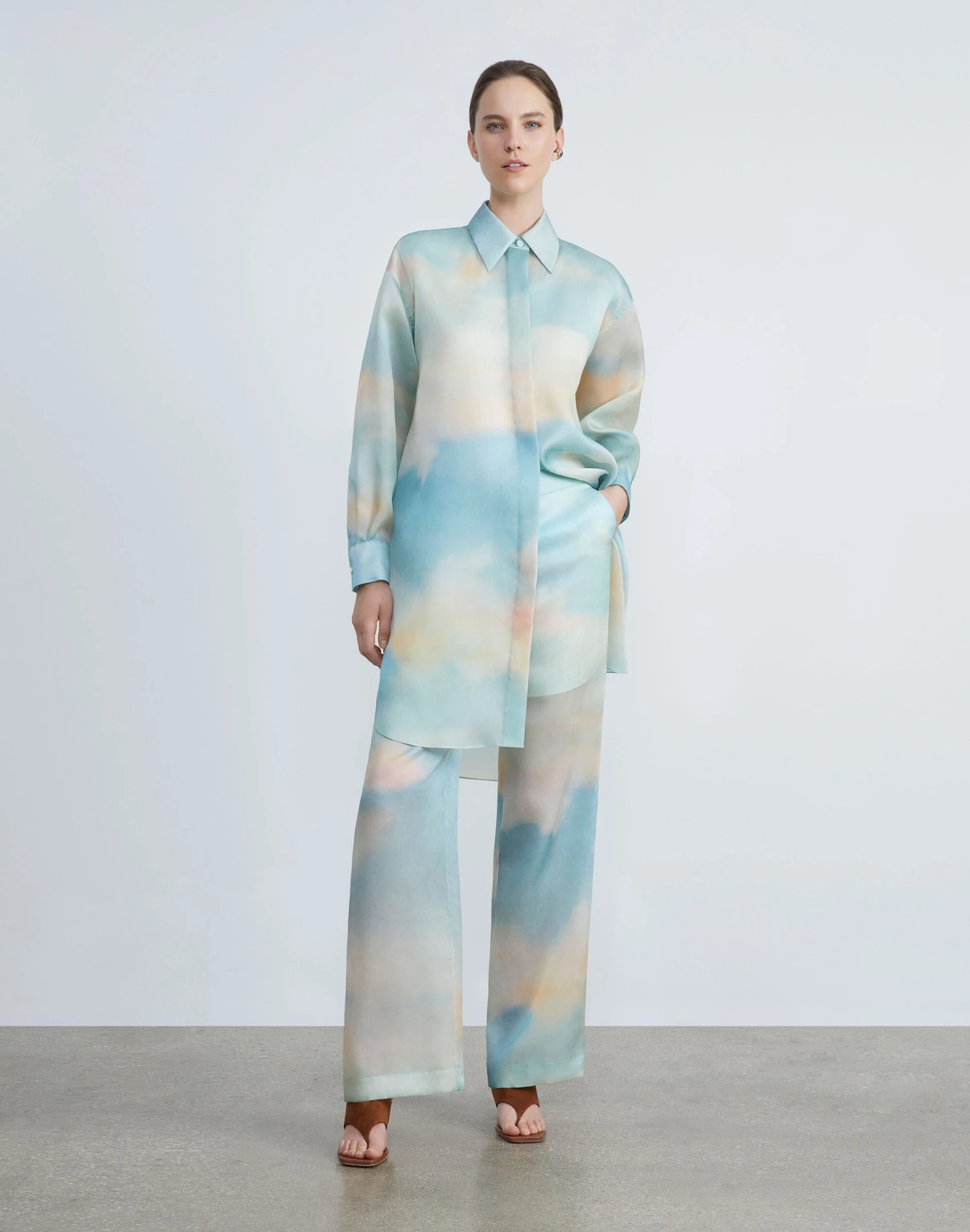 Sky Scene Print Silk Organza Sullivan Pant 4 Sky Scene Print Silk Organza Sullivan Pant - Image 4