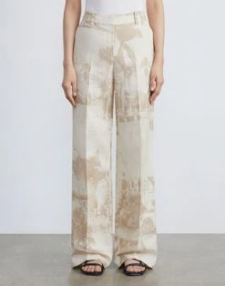 Postcards Print Viscose-Linen Sullivan Pant 8 Postcards Print Viscose-Linen Sullivan Pant -Chic Daily Fashion mpd32v 1x95 buff multi