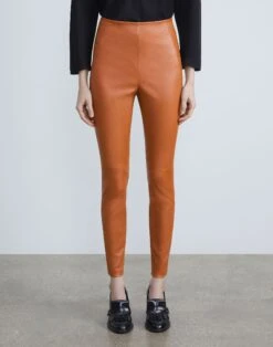 Stretch Nappa Leather Greenwich Legging -Chic Daily Fashion mpd49r l034 copper