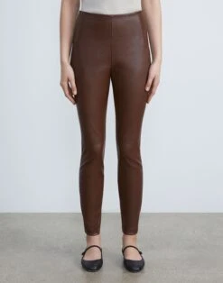 Stretch Nappa Leather Greenwich Legging -Chic Daily Fashion mpd49r l034 rustic brown