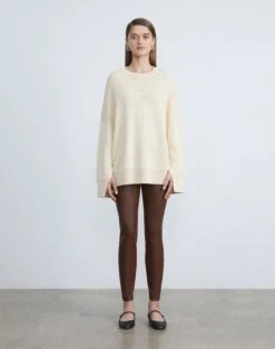 Stretch Nappa Leather Greenwich Legging -Chic Daily Fashion mpd49r l034 rustic brown full