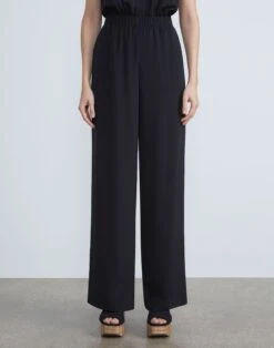 Organic Silk Crepe De Chine Perry Pant -Chic Daily Fashion mpd56r 5553 black
