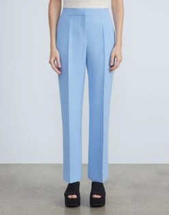 Wool-Silk Crepe Gates Flared Ankle Pant -Chic Daily Fashion mpd57r 1u35 cool blue