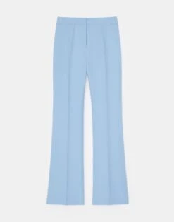 Wool-Silk Crepe Gates Flared Ankle Pant -Chic Daily Fashion mpd57r 1u35 cool blue flat