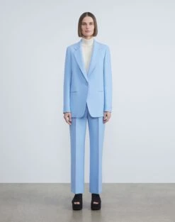 Wool-Silk Crepe Gates Flared Ankle Pant -Chic Daily Fashion mpd57r 1u35 cool blue full