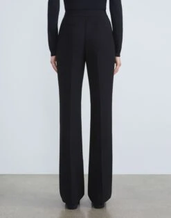 Finesse Crepe Gates Side-Zip Flared Pant -Chic Daily Fashion mpd65r 6147 black back