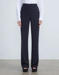 Finesse Crepe Gates Side-Zip Flared Pant -Chic Daily Fashion mpd65r 6147 navy