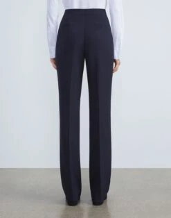 Finesse Crepe Gates Side-Zip Flared Pant -Chic Daily Fashion mpd65r 6147 navy back