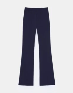 Finesse Crepe Gates Side-Zip Flared Pant -Chic Daily Fashion mpd65r 6147 navy flat