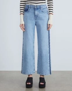 L148 Denim Two-Tone Wyckoff Cropped Jean -Chic Daily Fashion mpd70w 1m79 stonewash blue
