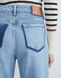 L148 Denim Two-Tone Wyckoff Cropped Jean -Chic Daily Fashion mpd70w 1m79 stonewash blue detail2