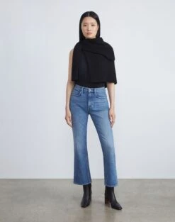 L148 Denim Mott Flared Ankle Jean -Chic Daily Fashion mpd74w 1m79 faded skyline full