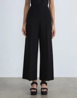 Finesse Crepe Franklin Wide Leg Ankle Pant -Chic Daily Fashion mpd87r 6147 black