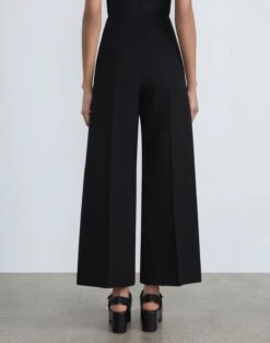 Finesse Crepe Franklin Wide Leg Ankle Pant -Chic Daily Fashion mpd87r 6147 black back