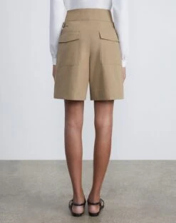 Lightweight Cotton Twill William Pleated Short -Chic Daily Fashion mpd88r 1x52 cadet khaki back