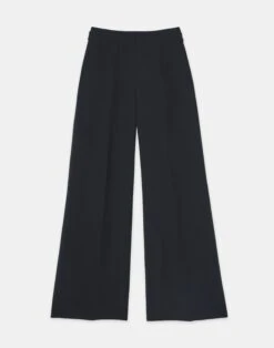 Wool-Silk Crepe Bowery Wide Leg Pant