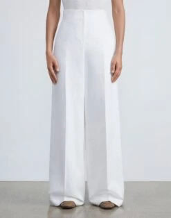 Structured Linen Twill Thames Wide Leg Pant -Chic Daily Fashion mpd90r 1w60 white