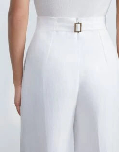 Structured Linen Twill Thames Wide Leg Pant -Chic Daily Fashion mpd90r 1w60 white detail